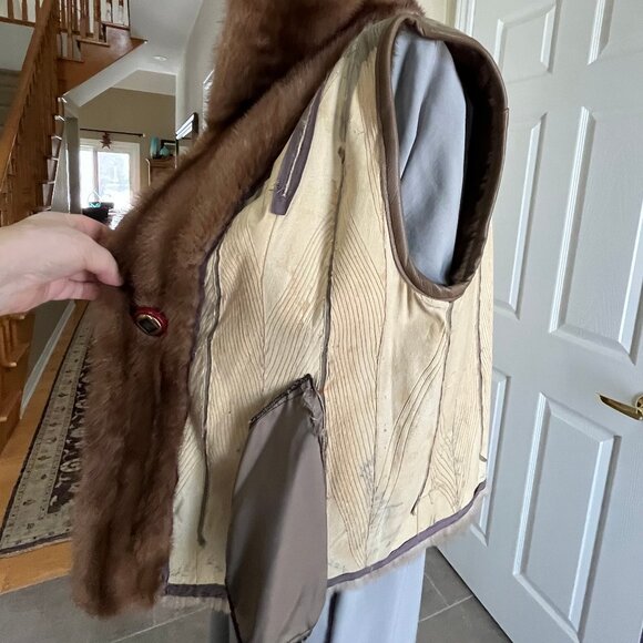 Mink Fur Vest in Cognac Colour - Vintage - Authentic - Picture 13 of 17